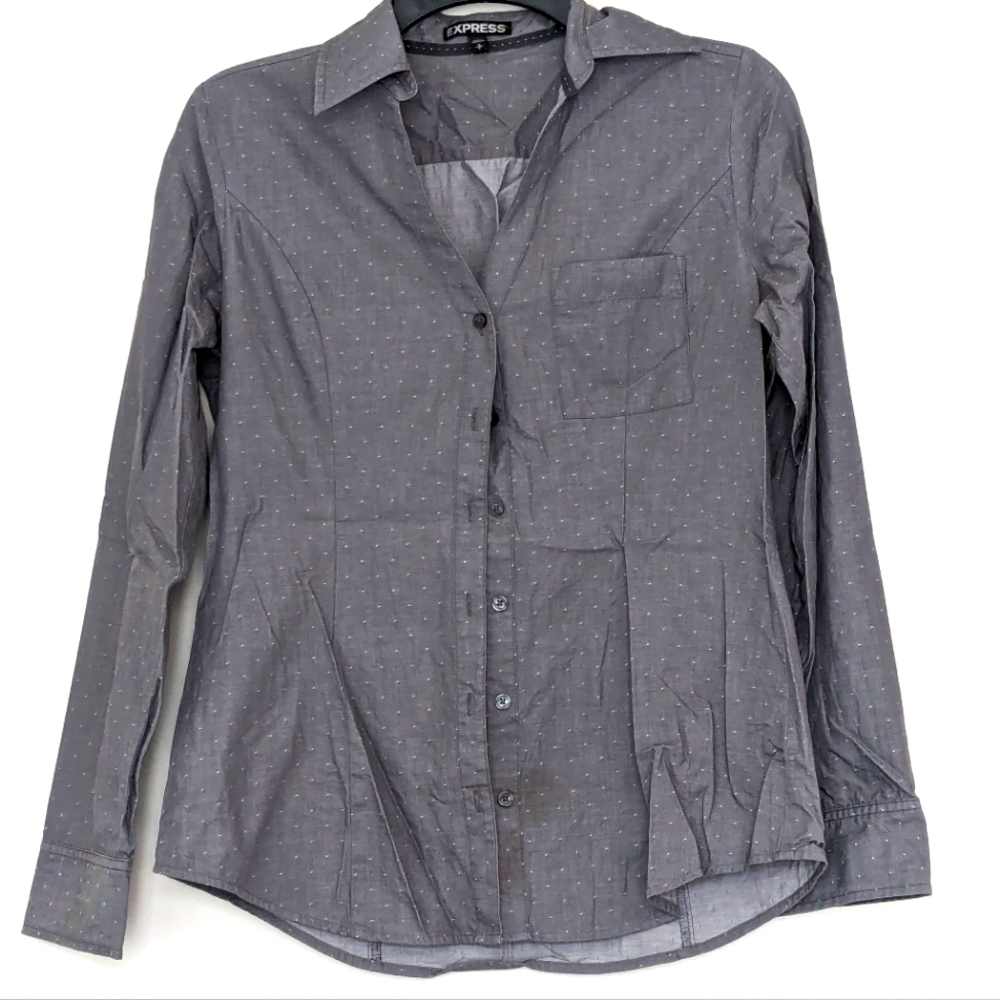 Express Long Sleeve Gray Button Down, WS